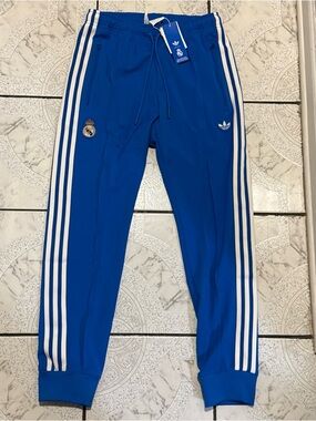 New Adidas Real Madrid Terrace Icons Track Pants Blue Men's Sizes JN3057